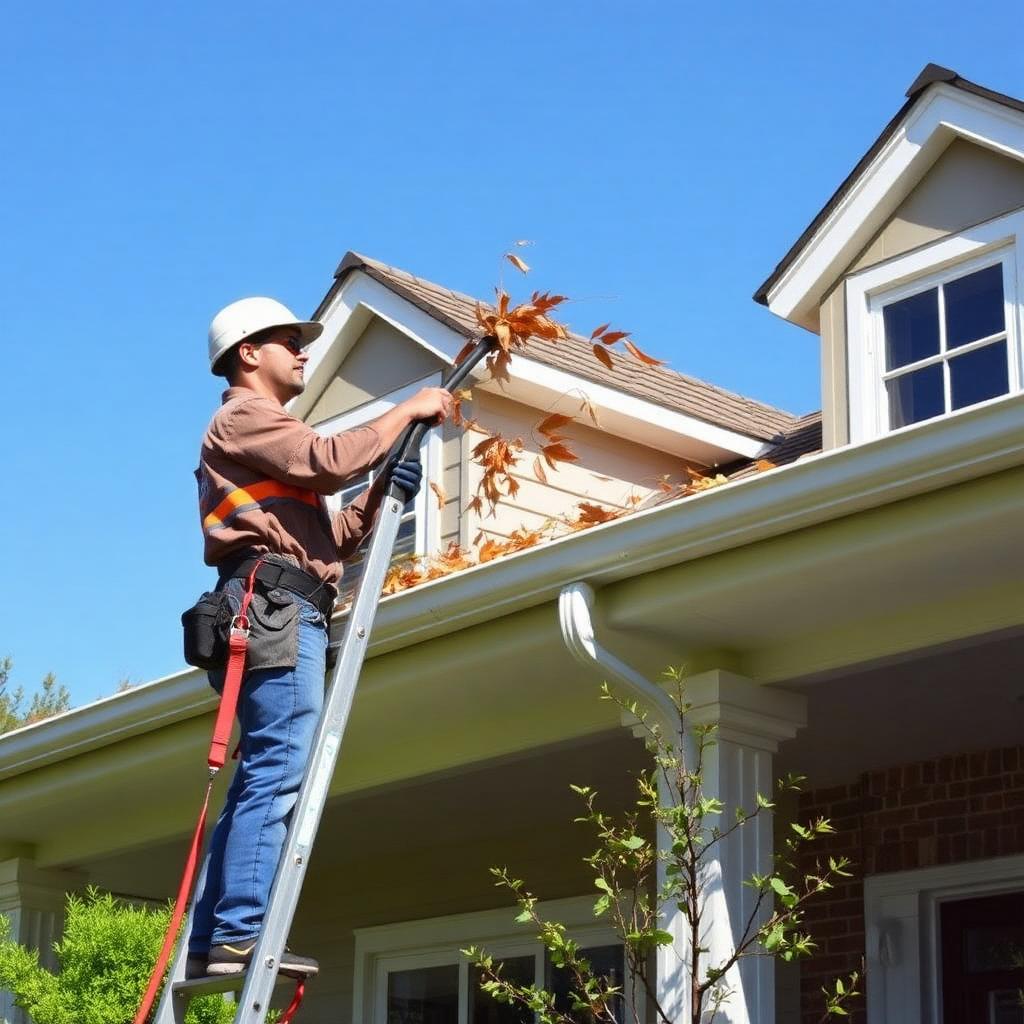 Professional gutter cleaner servicing a Sheboygan home